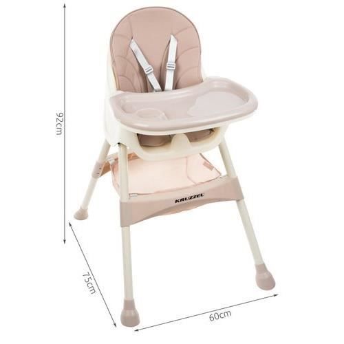 Scaun de masa pentru bebelusi, 3 in 1, roz, max 20 kg, 60x75x92 cm, Kruzzel