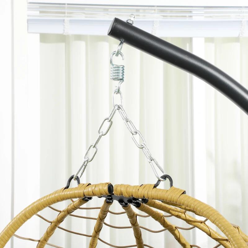 Függőhinta, Wilona, szintetikus rattan, sárga és fekete, szürke ülőpárna, max. 150 kg