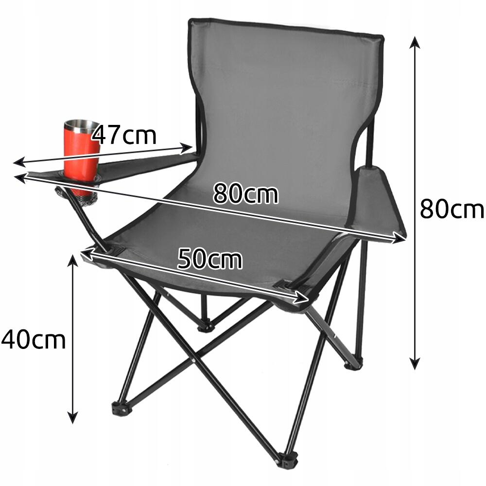 Összecsukható kerti szék, kemping, horgász, szürke, pohár-/palacktartóval, huzattal, max. 100 kg, 80x44x80 cm, Trizand