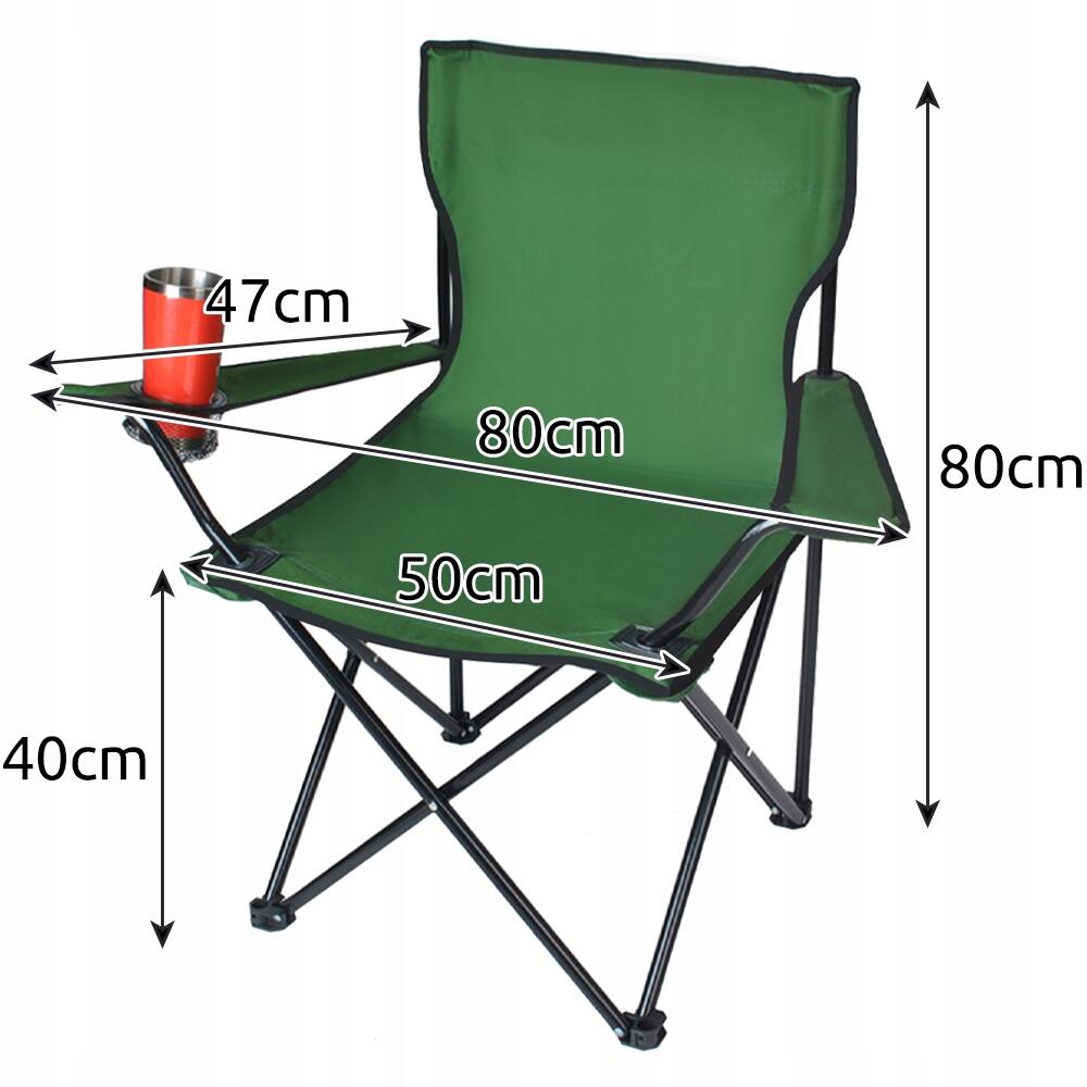 Scaun pliabil gradina, camping, pescuit, verde, cu suport pahar/sticla, husa, max 100 kg, 80x44x80 cm, Trizand