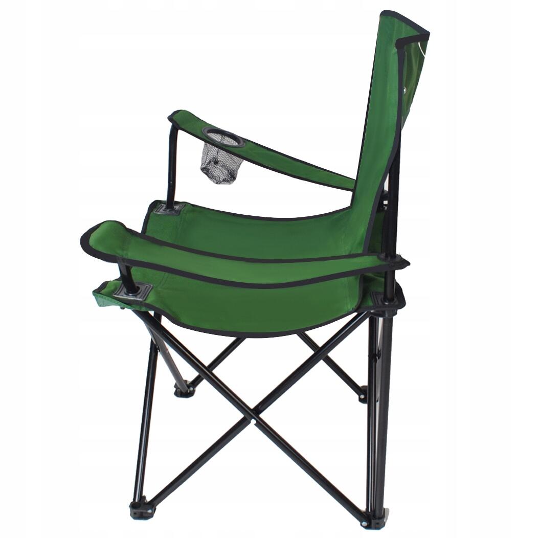 Scaun pliabil gradina, camping, pescuit, verde, cu suport pahar/sticla, husa, max 100 kg, 80x44x80 cm, Trizand