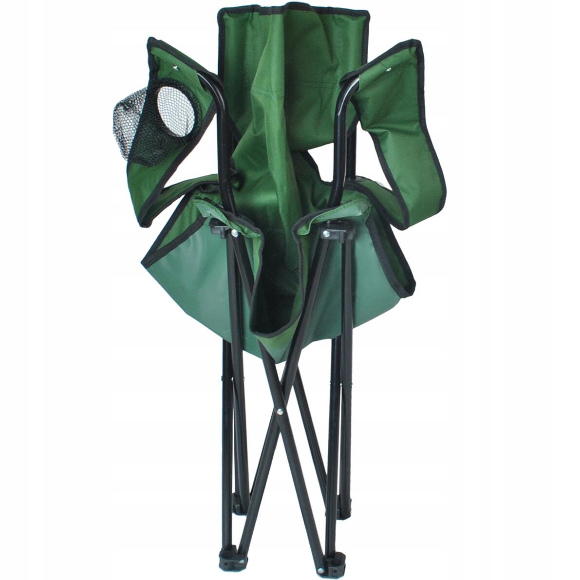 Scaun pliabil gradina, camping, pescuit, verde, cu suport pahar/sticla, husa, max 100 kg, 80x44x80 cm, Trizand