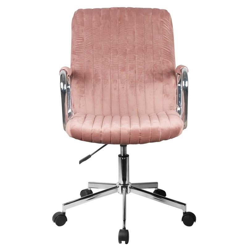 Scaun rotativ, catifea, roz, max 120 kg, 51x61x92/102 cm