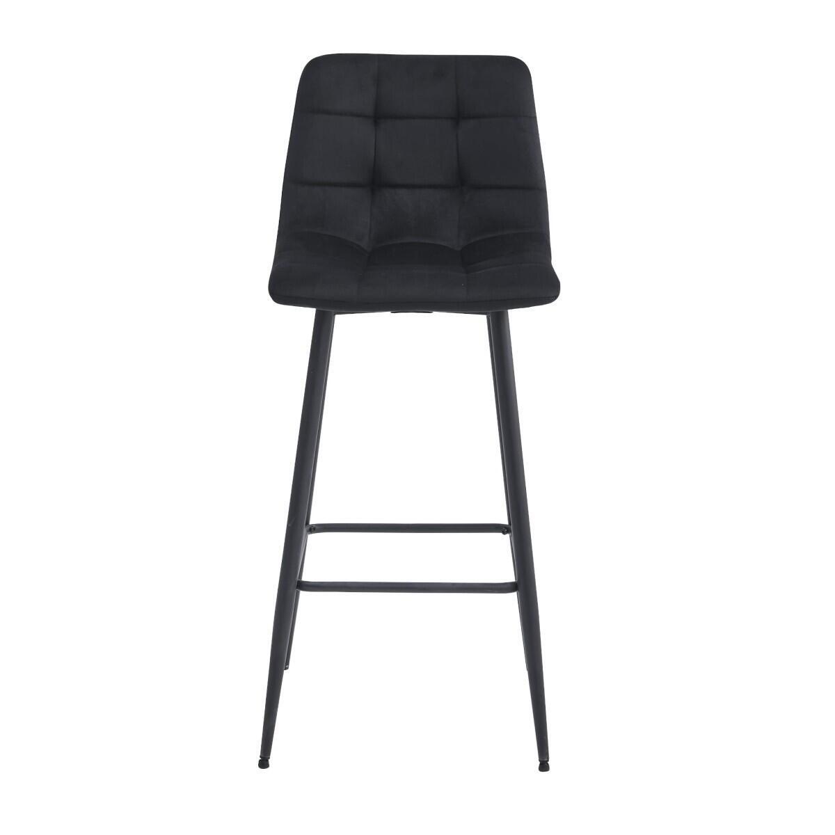 Set 2 scaune de bucatarie/bar, Arceto, catifea, otel, negru, 43.5x32.5x104 cm