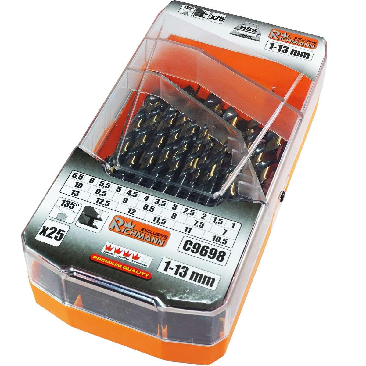 Set 25 burghie pentru metal, HSS, 1-13 mm, Richmann Exclusive