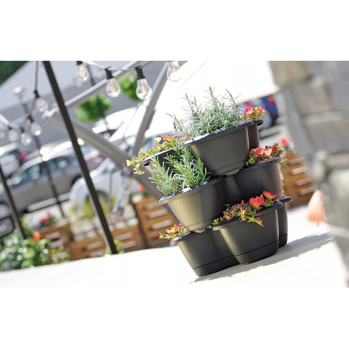 Ghivece decorative de flori, antracit, 28.1 L, set 3 buc, 47x40.5 cm, Respana Trio