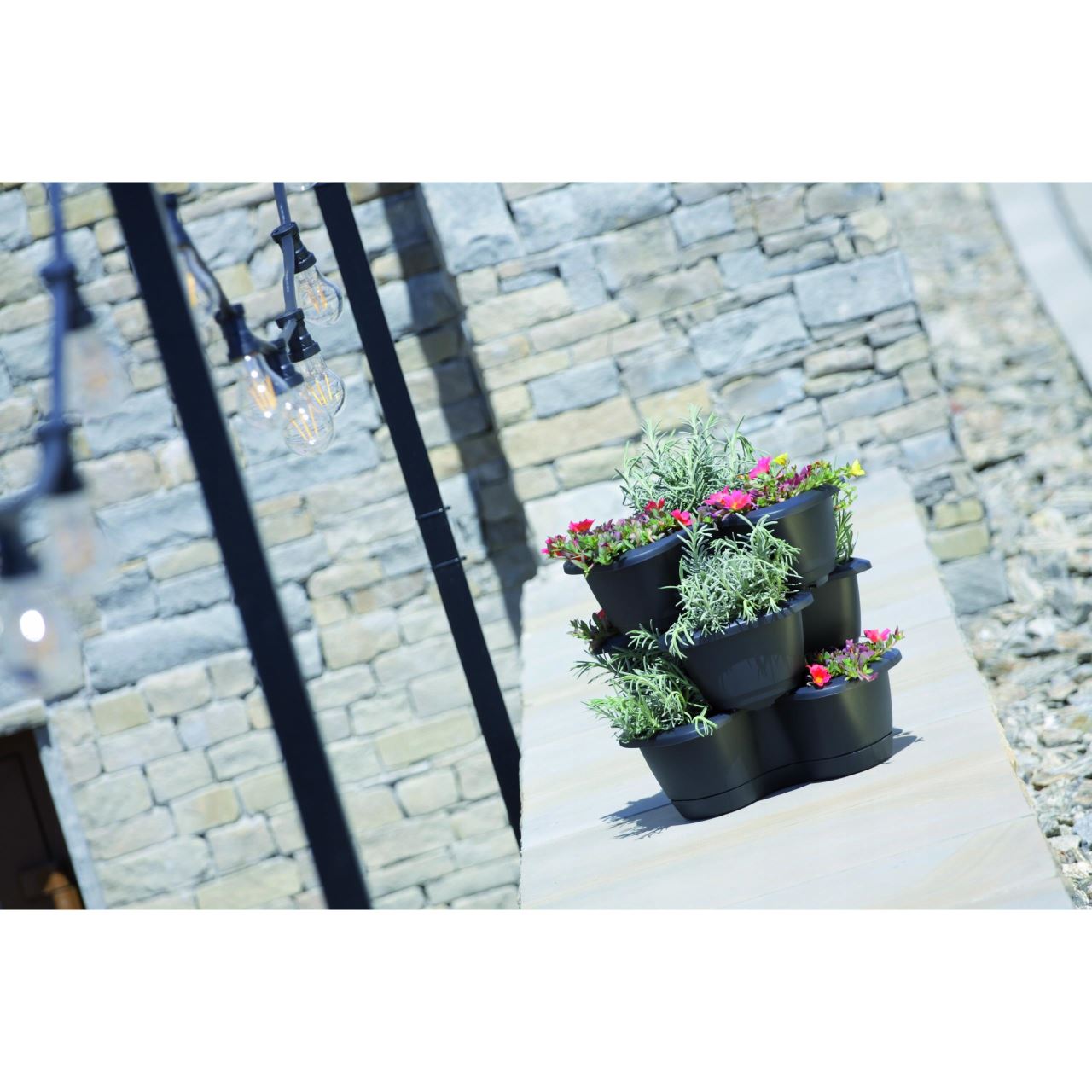 Ghivece decorative de flori, antracit, 28.1 L, set 3 buc, 47x40.5 cm, Respana Trio