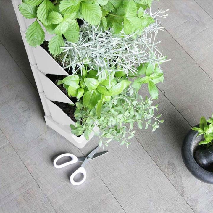 Ghivece decorative de flori, modular, alb, 4x1 L, set 4 buc, 19.5x11.4x47.5 cm, Mini Cascade