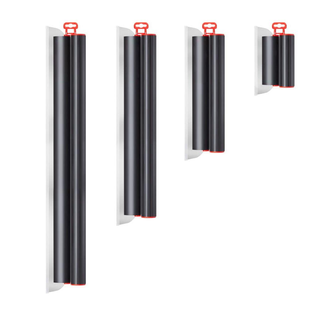 Set 4 gletiere profesionale, inox, 20, 40, 60, 80 cm, adaptor, maner prelungitor 0.73-1.2 m, rola gletuit, geanta, Lanoliv