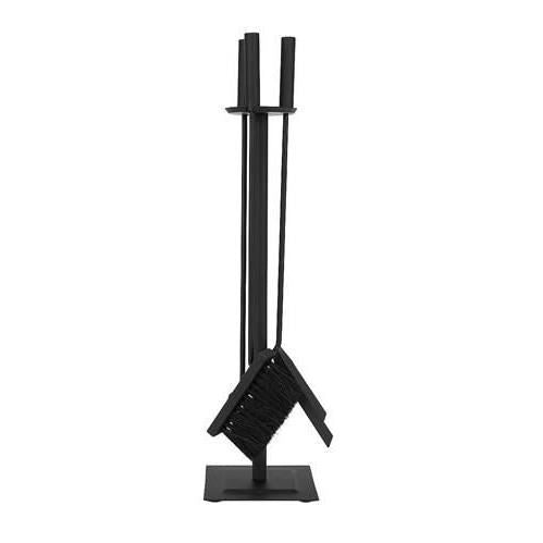 Kandalló kiegészítő készlet, 3 részes állvány, acél, fekete, 54 cm