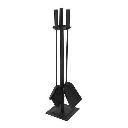 Kandalló kiegészítő készlet, 3 részes állvány, acél, fekete, 54 cm