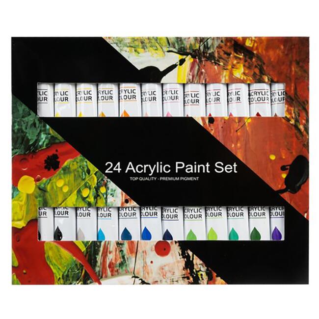 Akrilfesték készlet festéshez, 24 darabos, 12 ml, Maaleo