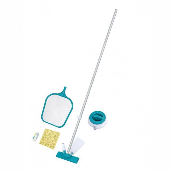 Medencetisztító és -karbantartó készlet, vödör fogantyúval, porszívó, szűrő, adagoló, 9 folt, Bestway FlowClear