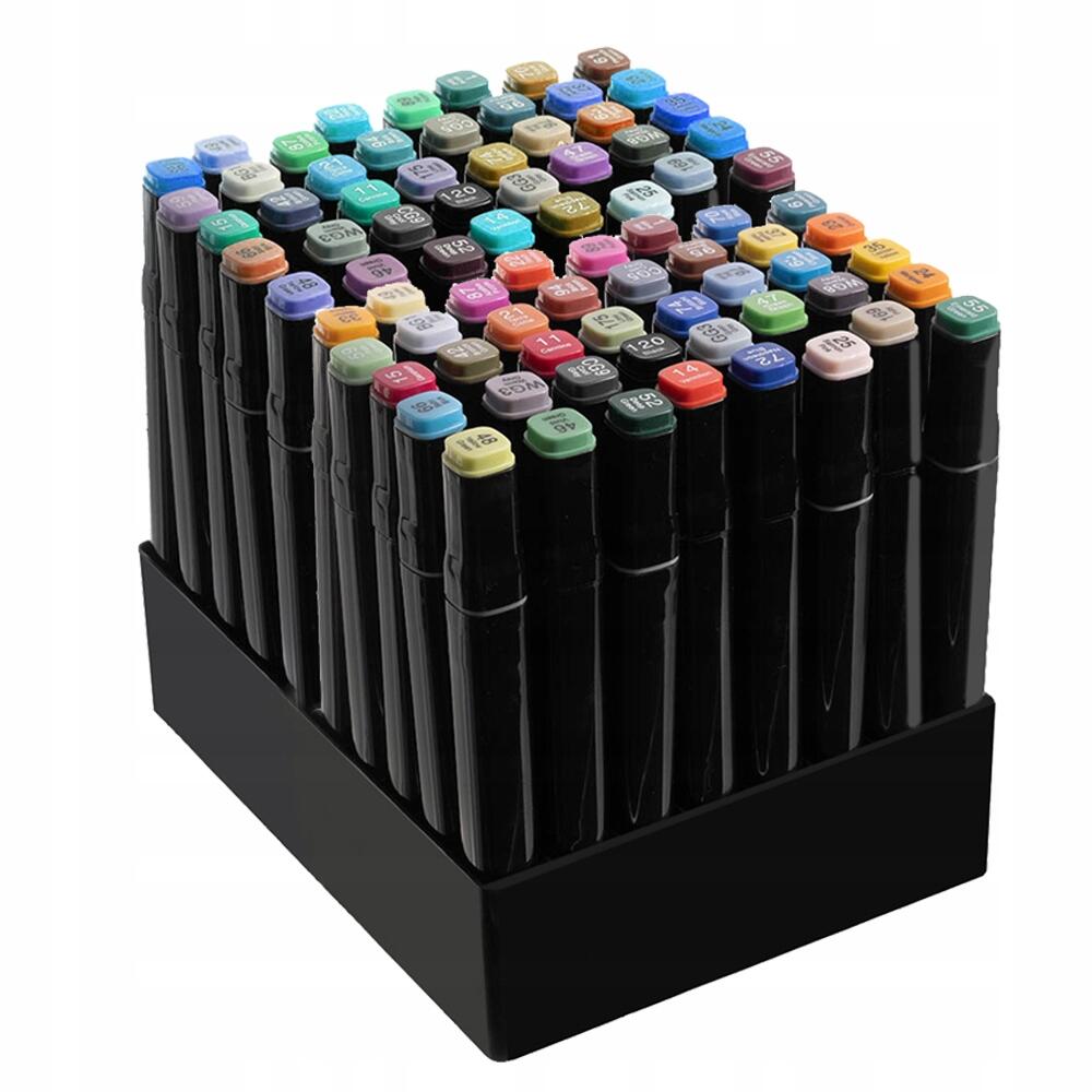 Set markere/carioci, 2 capete diferite, cu geanta, diverse culori, 80 buc, Maaleo