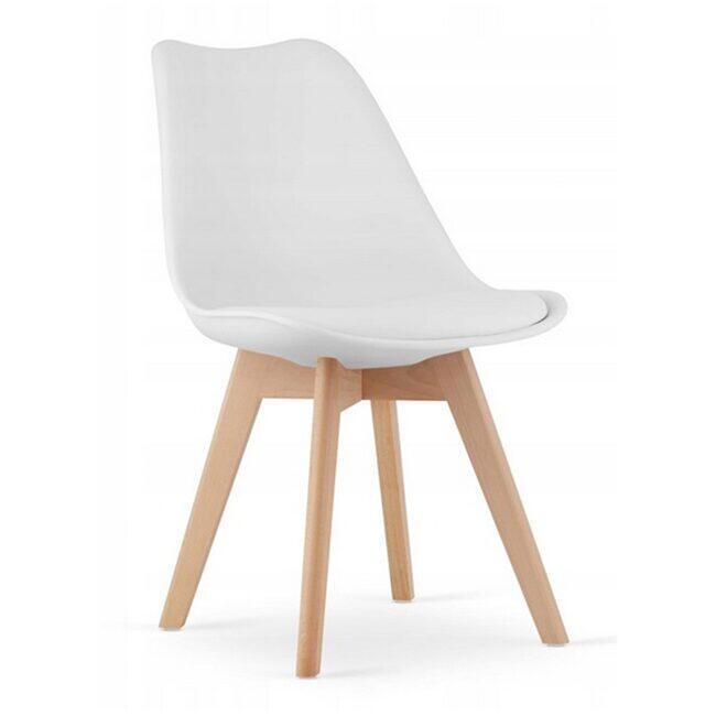 Skandináv stílusú kerek asztal szett + 2 Mark szék, MDF és fa, fehér, 60x72 cm
