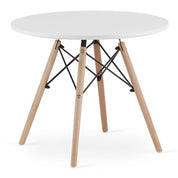 Set masa rotunda stil scandinav + 4 scaune Lago, Artool, MDF si lemn, alb si negru, 60x50 cm