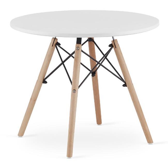 Set masa rotunda stil scandinav + 4 scaune Lago, Artool, MDF si lemn, alb si negru, 60x50 cm