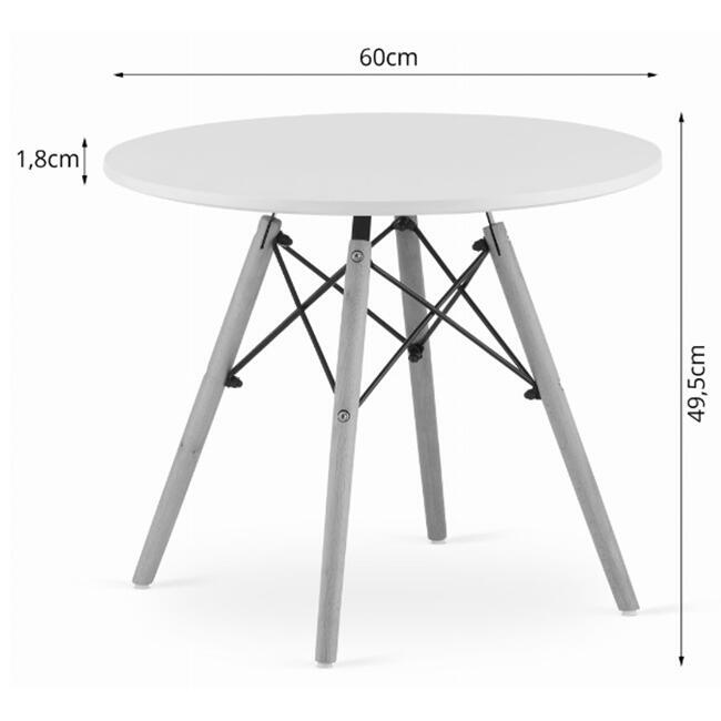 Set masa rotunda stil scandinav + 4 scaune Lago, Artool, MDF si lemn, alb si negru, 60x50 cm