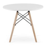 Set masa rotunda stil scandinav + 4 scaune Lago, Artool, MDF si lemn, alb si negru, 60x50 cm