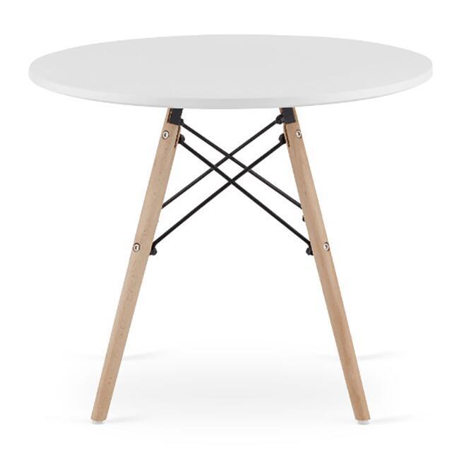 Set masa rotunda stil scandinav + 4 scaune Lago, Artool, MDF si lemn, alb si negru, 60x50 cm