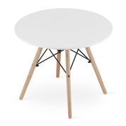 Set masa rotunda stil scandinav + 4 scaune Lago, Artool, MDF si lemn, alb si negru, 60x50 cm