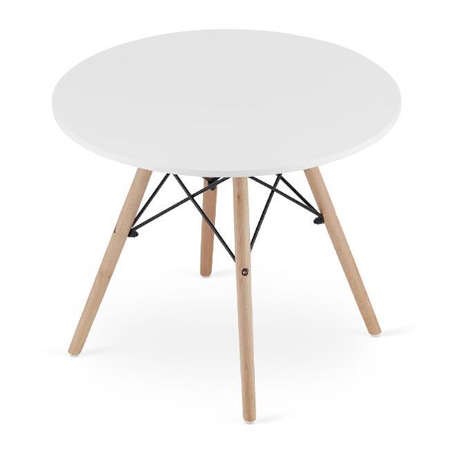 Set masa rotunda stil scandinav + 4 scaune Lago, Artool, MDF si lemn, alb si negru, 60x50 cm