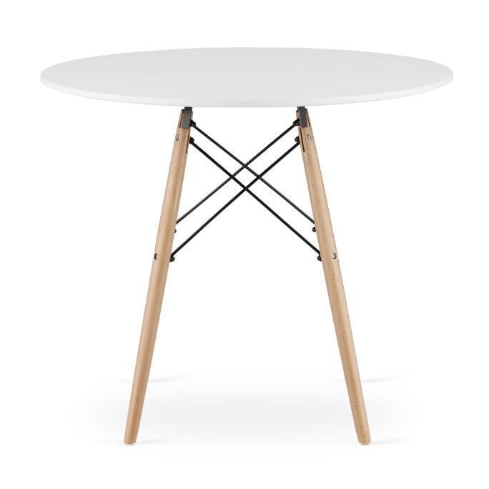 Skandináv stílusú kerek asztal szett + 4 Osaka szék fekete, MDF és fa, 90x72 cm