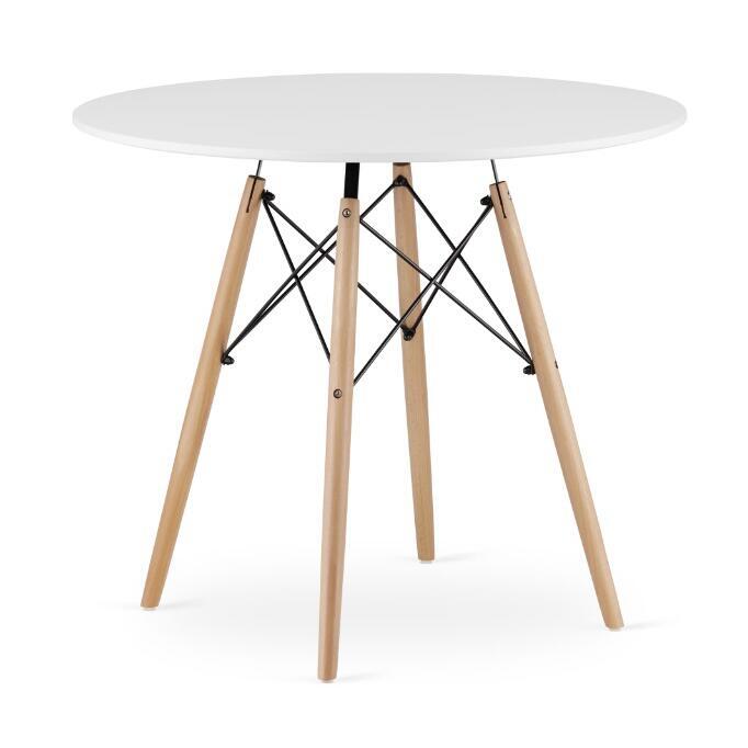Skandináv stílusú kerek asztal szett + 4 Osaka szék fekete, MDF és fa, 90x72 cm