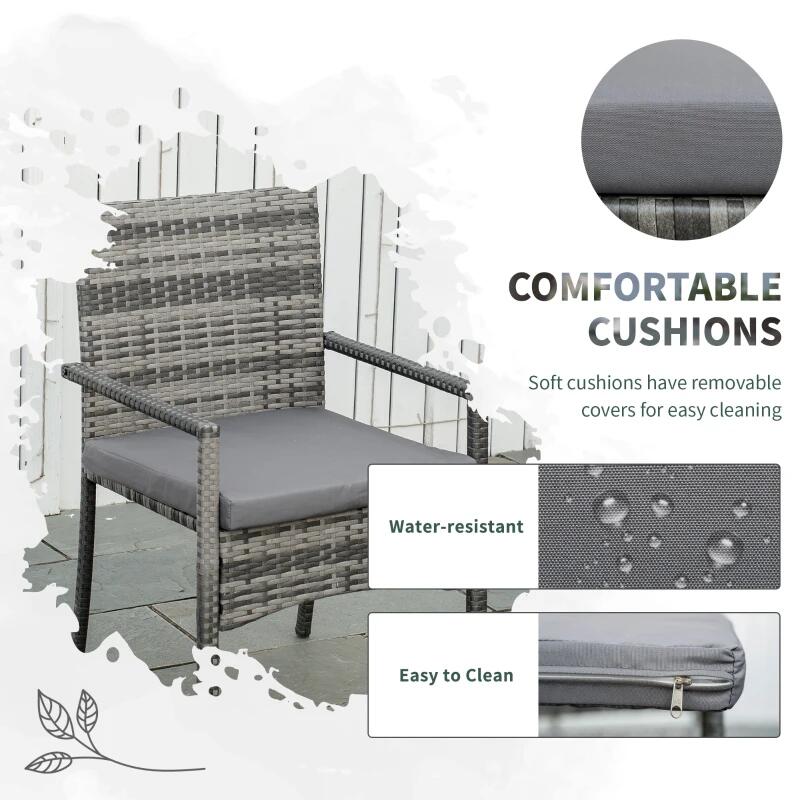 Set mobilier gradina/terasa, gri si maro, ratan sintetic, 1 masa extensibila, 6 scaune, Carolina