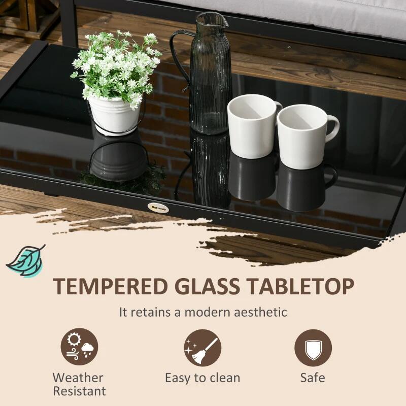 Set mobilier gradina/terasa, gri si negru, 1 masa, 3 canapele, Kayden