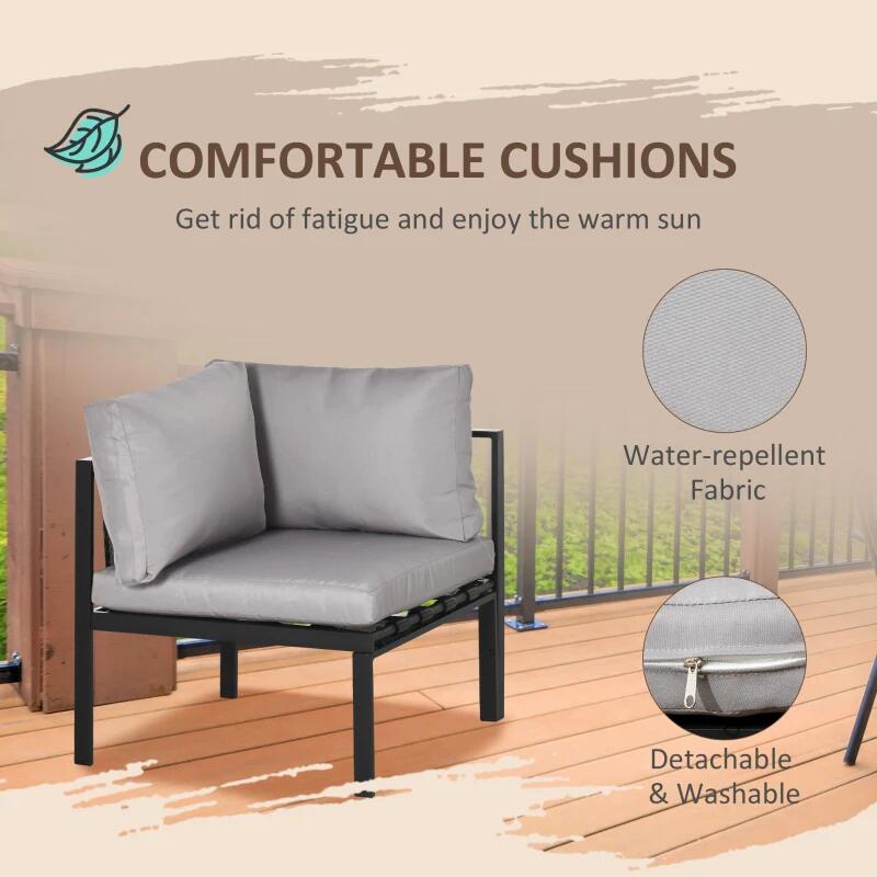 Set mobilier gradina/terasa, gri si negru, 1 masa, 3 canapele, Kayden