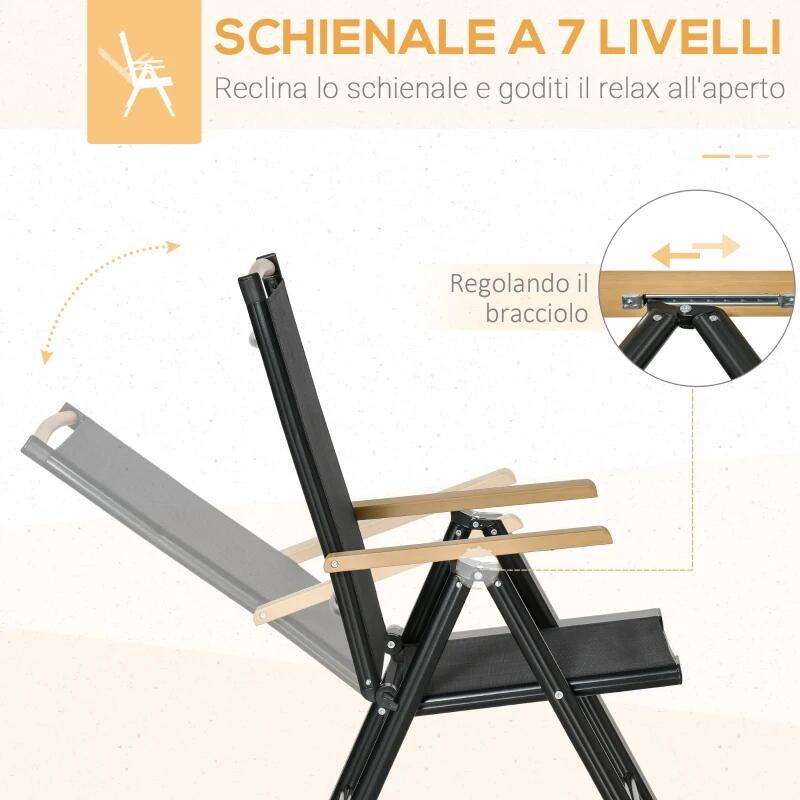 Set mobilier gradina/terasa, negru si stejar, 1 masa, 6 scaune, Abigail