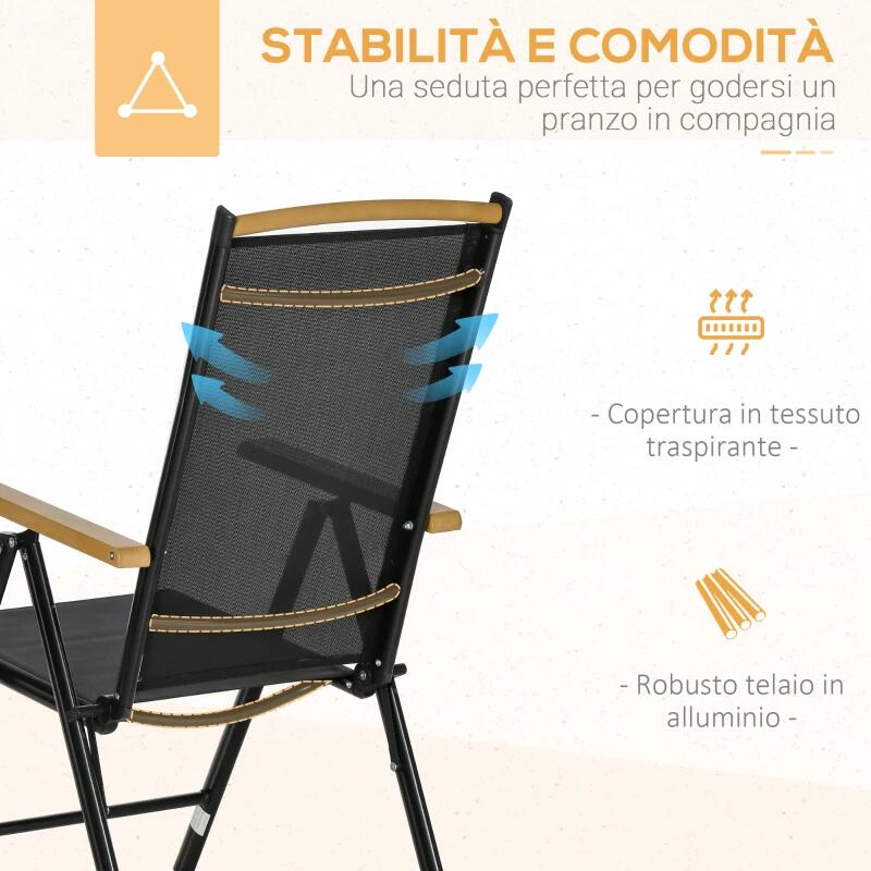 Set mobilier gradina/terasa, negru si stejar, 1 masa, 6 scaune, Abigail