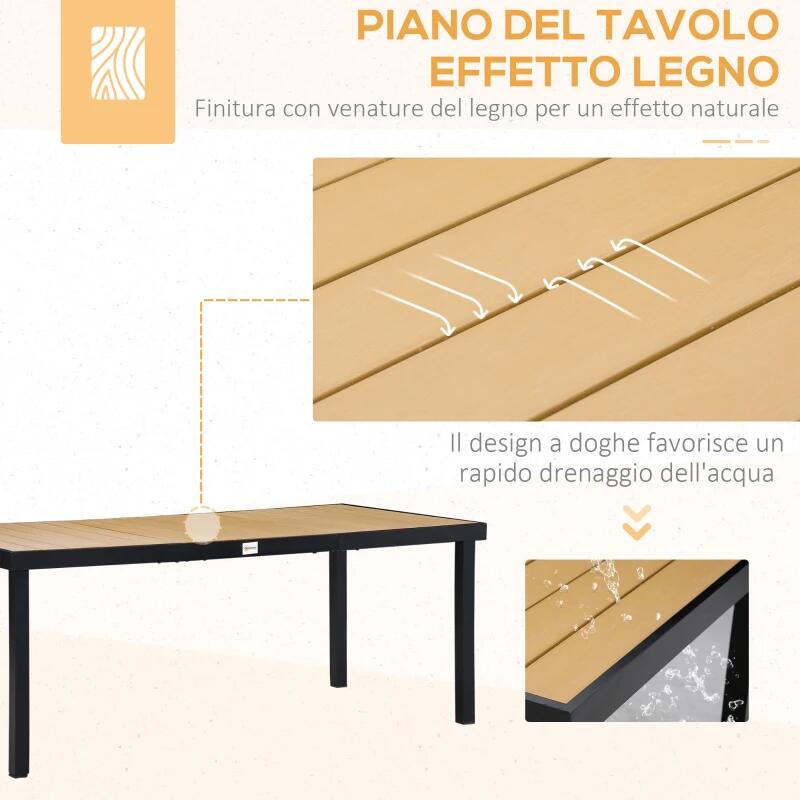 Set mobilier gradina/terasa, negru si stejar, 1 masa, 6 scaune, Abigail