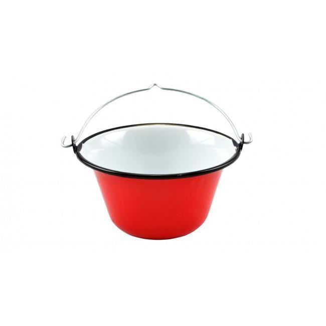 Set pentru servire ceaun, emailat, rosu, 0.8 L, suport negru