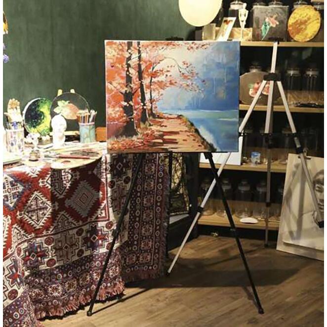 Sevalet pictura pentru atelier, Maaleo, metal, reglabil, cu husa, negru, 46.8x77/160 cm
