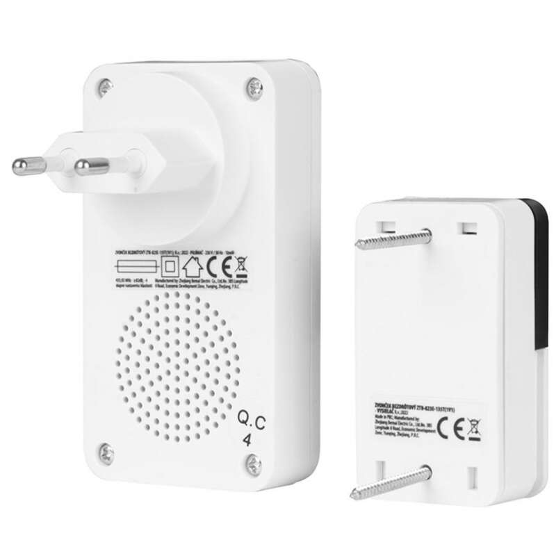 Vezeték nélküli kapucsengő, Magic Home, 100 m, 16 hangjelzés, hálózati adapter, fehér, IP44