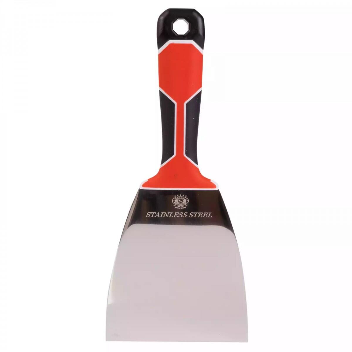Rozsdamentes acél spatula, háromkomponensű nyéllel, 100 mm, Olejnik