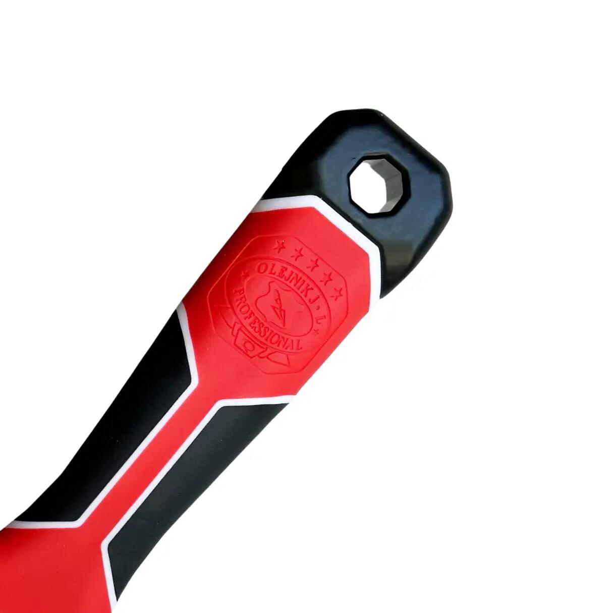 Rozsdamentes acél spatula, háromkomponensű nyéllel, 100 mm, Olejnik
