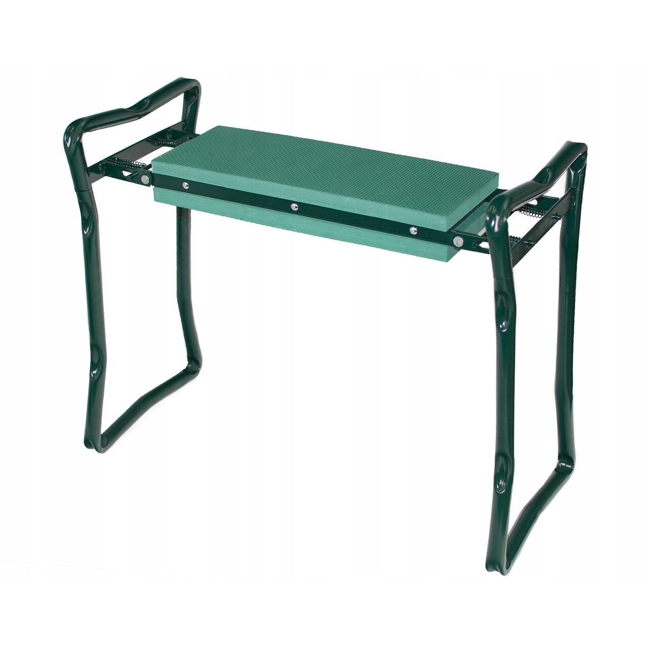 Suport genunchi pentru gradinarit, Jumi, 3 in 1, cu buzunare laterale, spuma si metal, verde, 59x28x49 cm