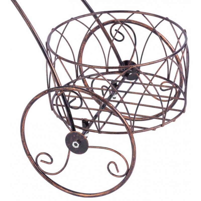 Suport metalic pentru ghivece flori, Strend Pro, model bicicleta, 3 suporturi, 60x21x42 cm