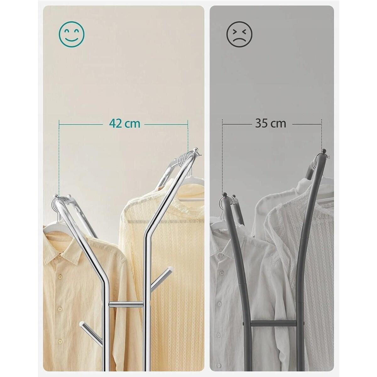 Suport mobil cu roti pentru haine, cu raft incaltaminte, otel, argintiu, max 100 kg, 103.5x52.5x155 cm