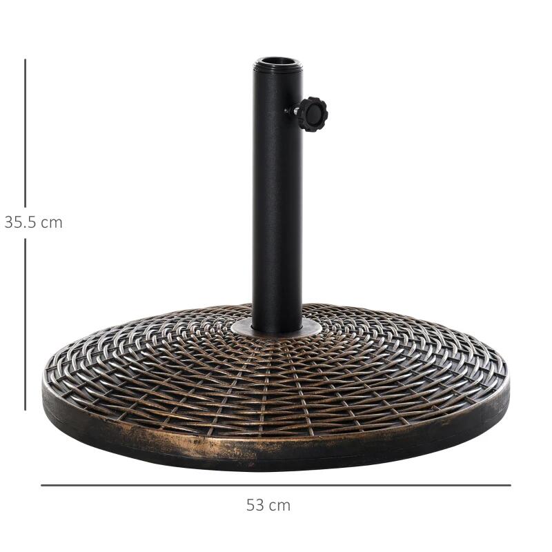 Esernyőtartó 35/38/48 mm, kerek, HDPE, fém, rattan utánzat, barna, 53x35,5 cm