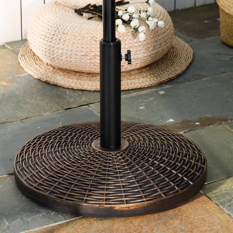 Esernyőtartó 35/38/48 mm, kerek, HDPE, fém, rattan utánzat, barna, 53x35,5 cm