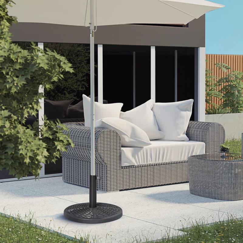 Esernyőtartó 38-48 mm, kerek, HDPE, rattan utánzat, fekete, 45x33 cm