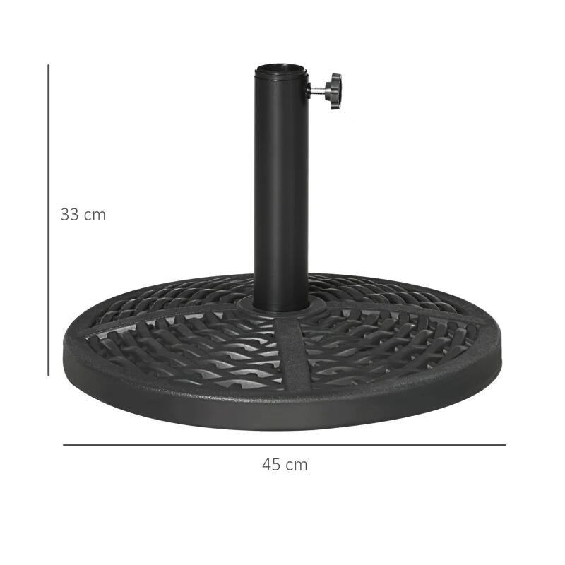 Esernyőtartó 38-48 mm, kerek, HDPE, rattan utánzat, fekete, 45x33 cm