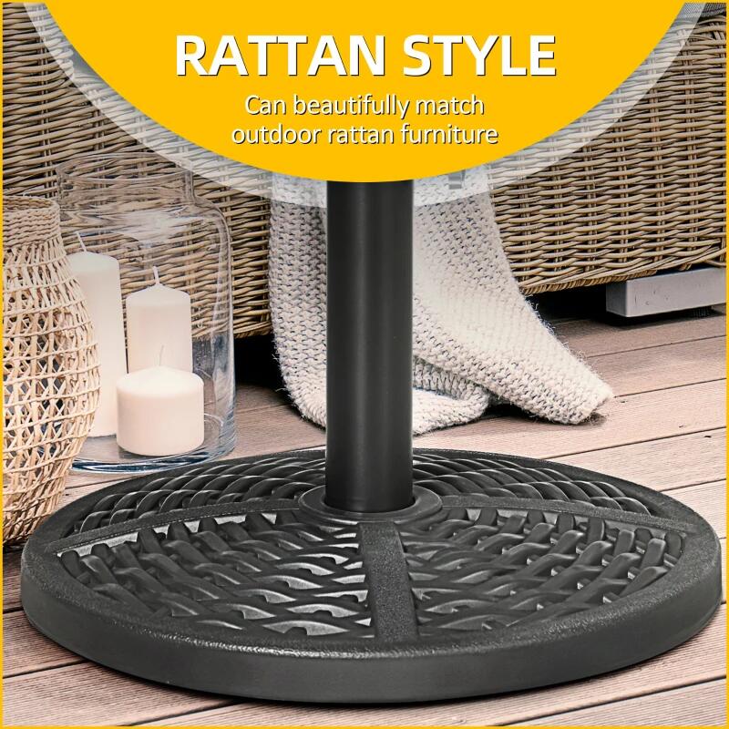 Esernyőtartó 38-48 mm, kerek, HDPE, rattan utánzat, fekete, 45x33 cm