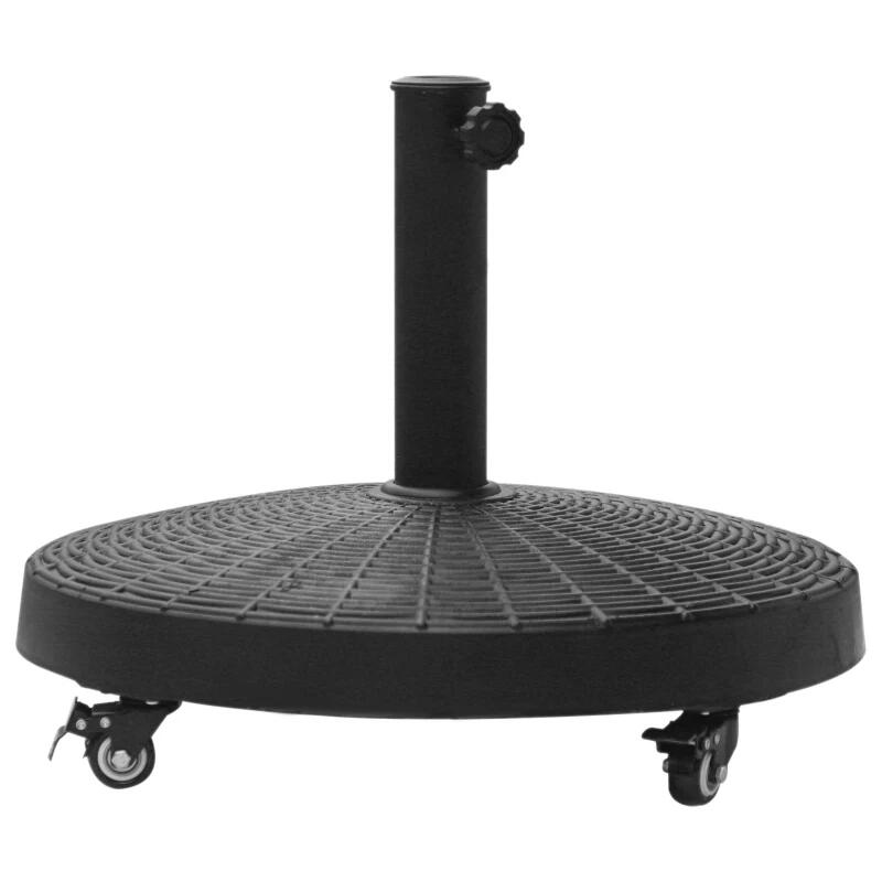 Esernyőtartó 38-48 mm, kerekekkel, kerek, HDPE, rattan utánzat, fekete, 52x41 cm