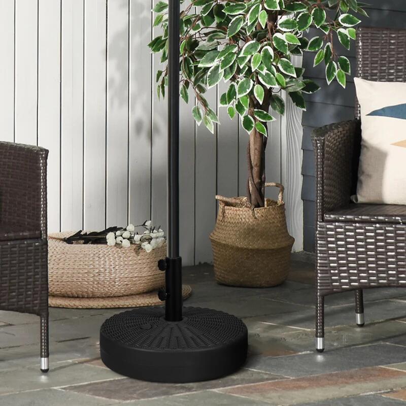 Esernyőtartó 38-48 mm, kerek, HDPE és acél, rattan utánzat, fekete, 51x36 cm