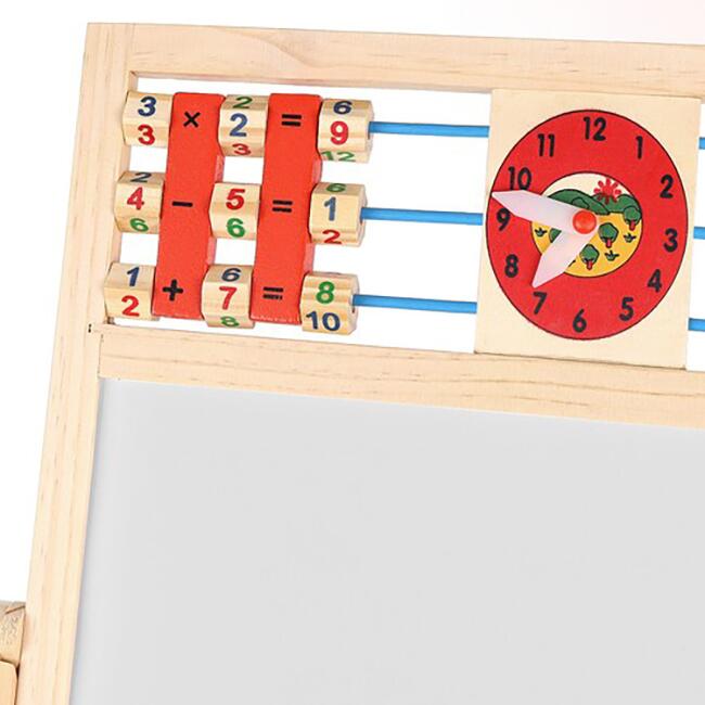 Tabla educativa tip sevalet, cu 2 fete, socotitoare, marker, burete, creta, lemn, 41x32x67 cm, Kruzzel